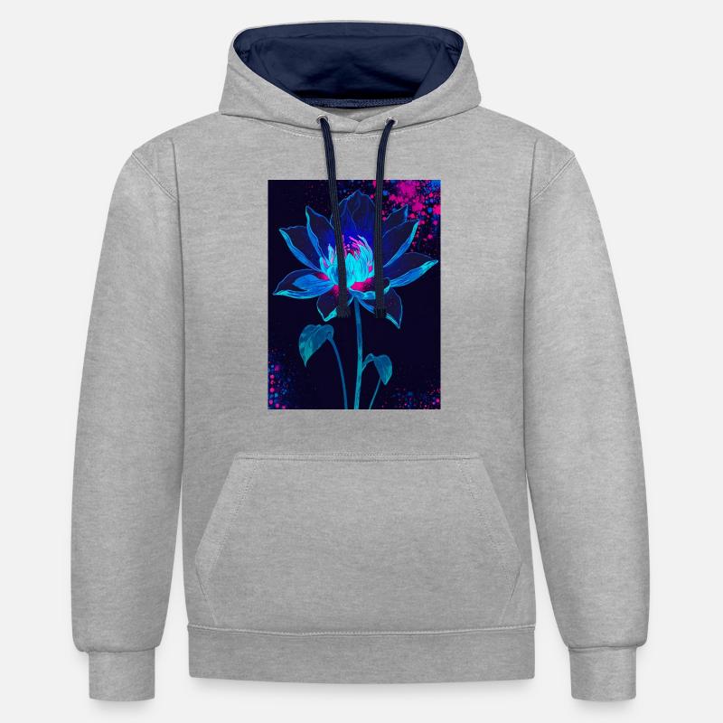 S’épanouir dans le vide - Sweat à capuche contrasté - gris chiné/bleu marine