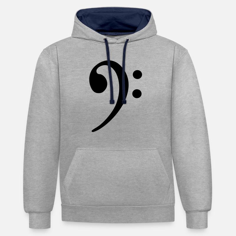 Note - Basse - Sweat à capuche contrasté - gris chiné/bleu marine