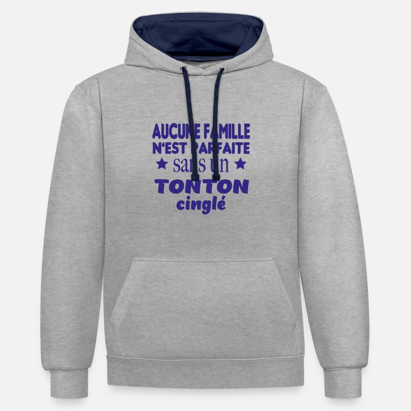 Tonton cinglé - Sweat à capuche contrasté - gris chiné/bleu marine