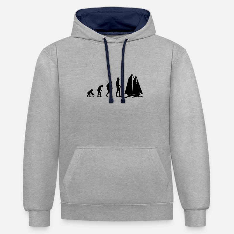Sail Evolution - Voile Evolution voilier - Sweat à capuche contrasté - gris chiné/bleu marine