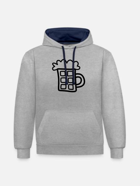 Beer 1 - Contrast hoodie - heather grey/navy