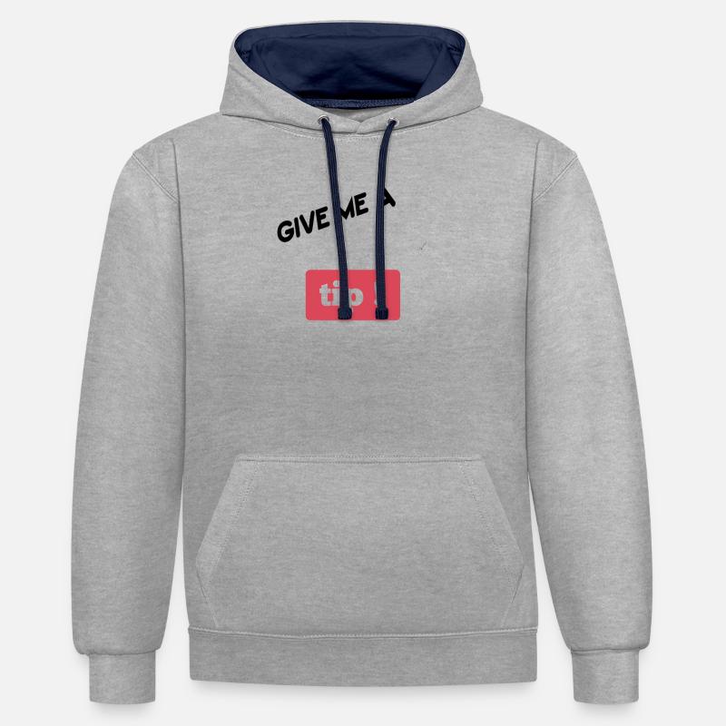 YOUTUBE-Tips - Sweat à capuche contrasté - gris chiné/bleu marine
