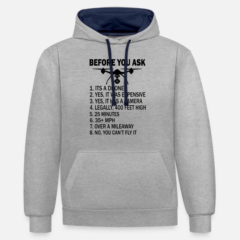 Drone FPV drones - Sweat à capuche contrasté - gris chiné/bleu marine