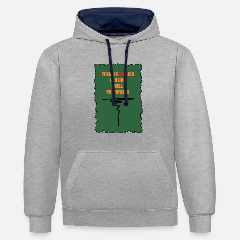 Aucun risque....! - Sweat à capuche contrasté - gris chiné/bleu marine