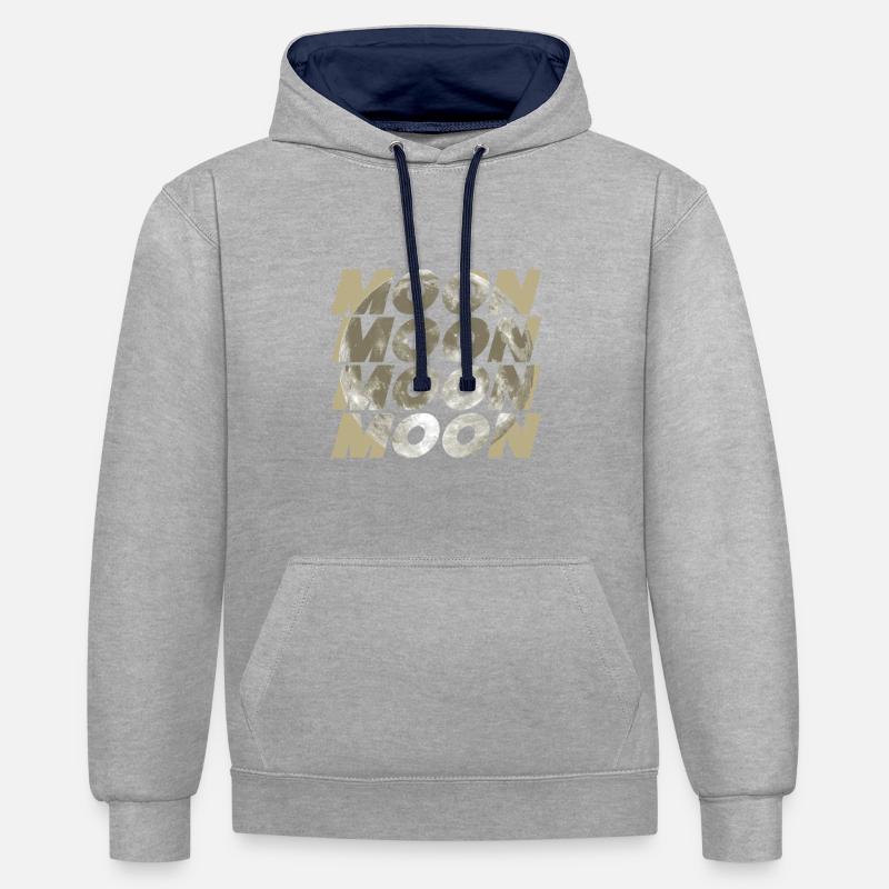 Conception de la Lune - Sweat à capuche contrasté - gris chiné/bleu marine