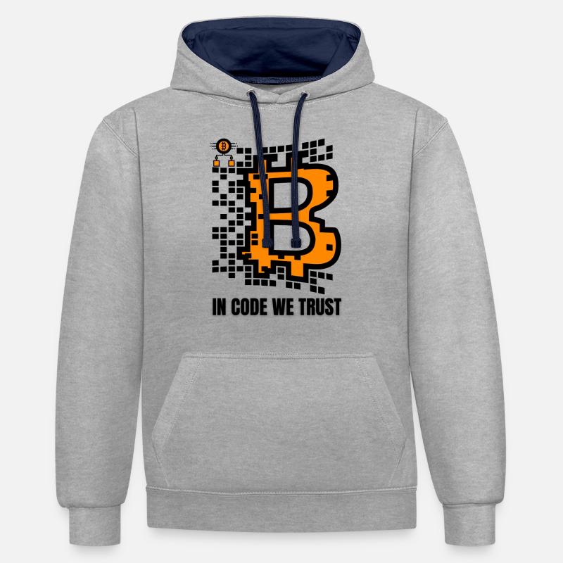 Bitcoin Krypto Kryptowährung Geschenkidee Crypto - Kontrast-Hoodie - Grau meliert/Navy