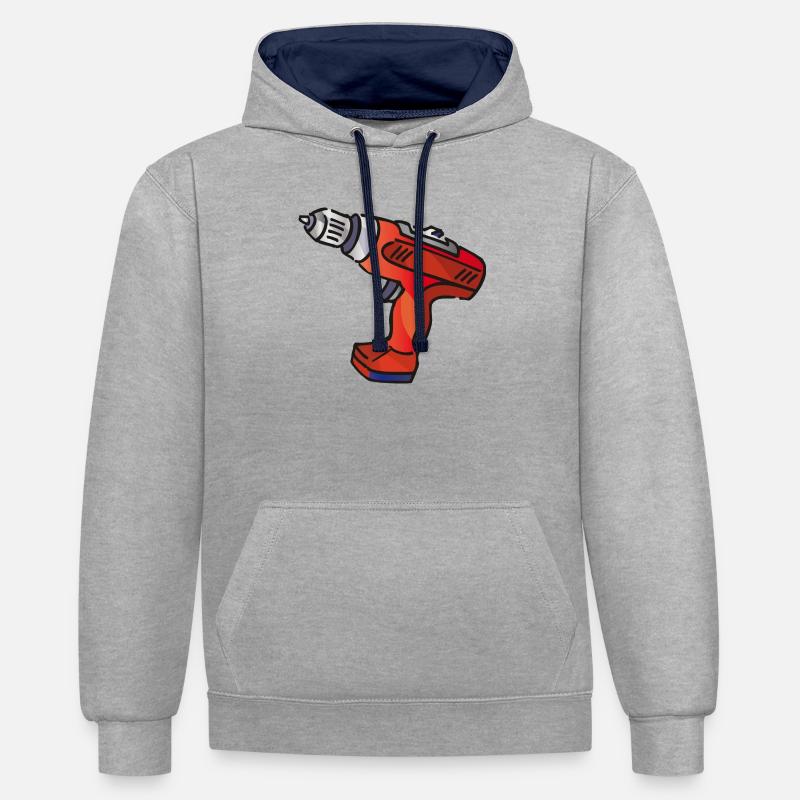 Máquina perforadora | perforar - Sudadera con capucha contraste - gris jaspeado/azul marino