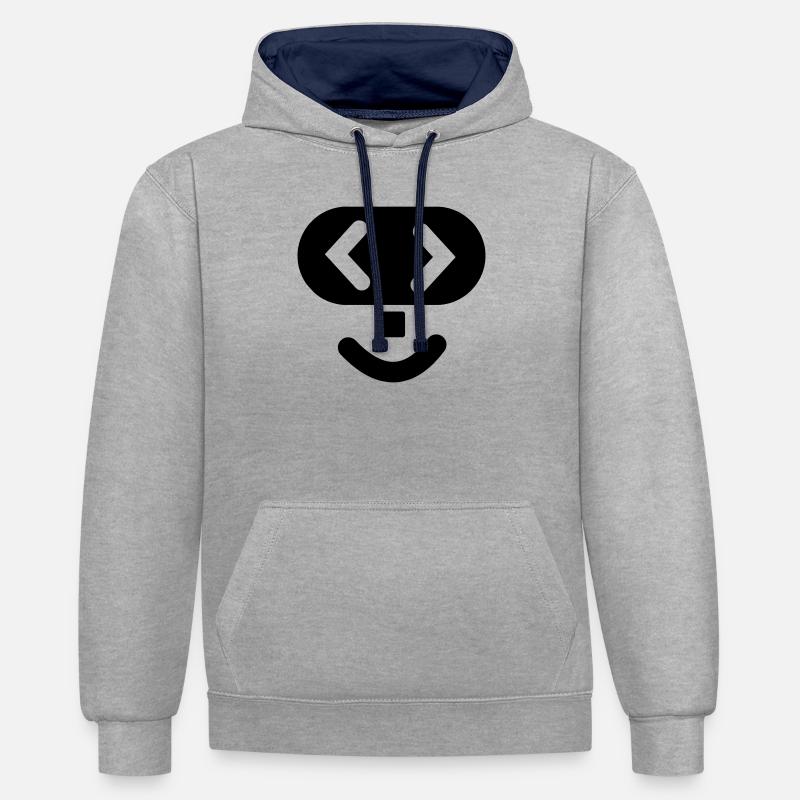 Logo du hacker 2 - Sweat à capuche contrasté - gris chiné/bleu marine