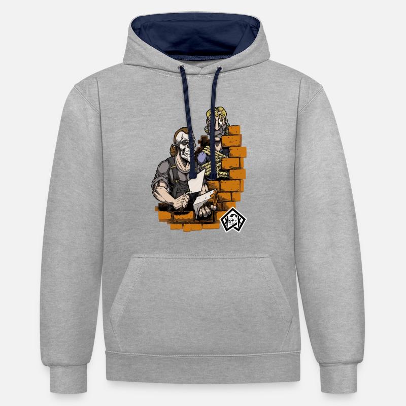 Bricklayer, master mason, craftsman, construction technician - Contrast hoodie - heather grey/navy