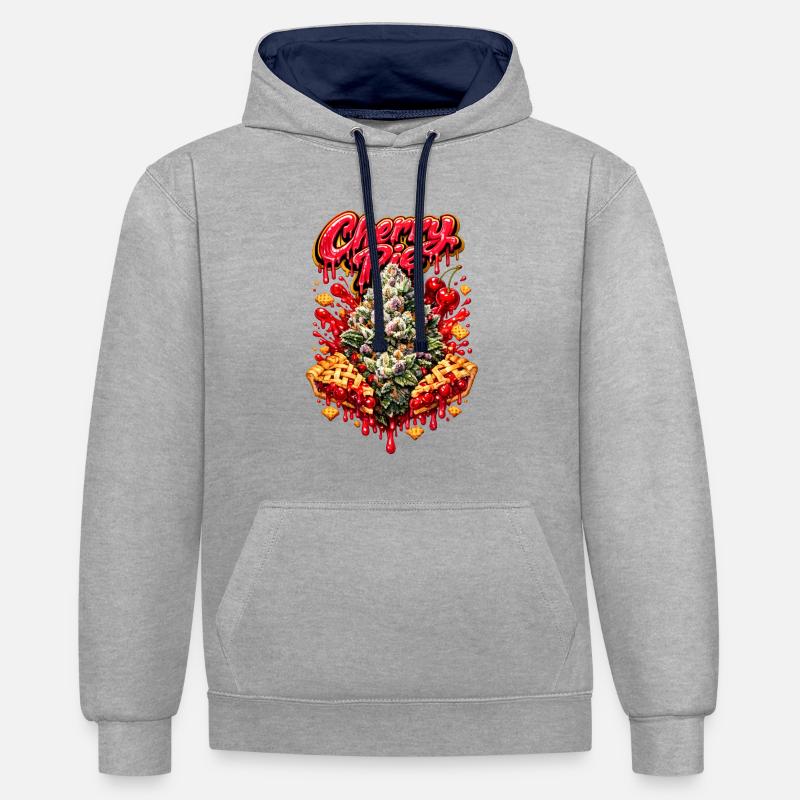 Cherry Pie Graffiti Print - Sweat à capuche contrasté - gris chiné/bleu marine