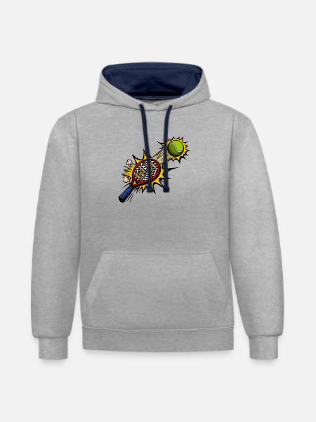 Etymology Tennis - Contrast hoodie - heather grey/navy