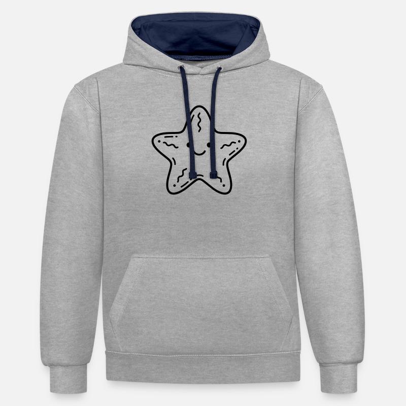Seestern - Kontrast-Hoodie - Grau meliert/Navy