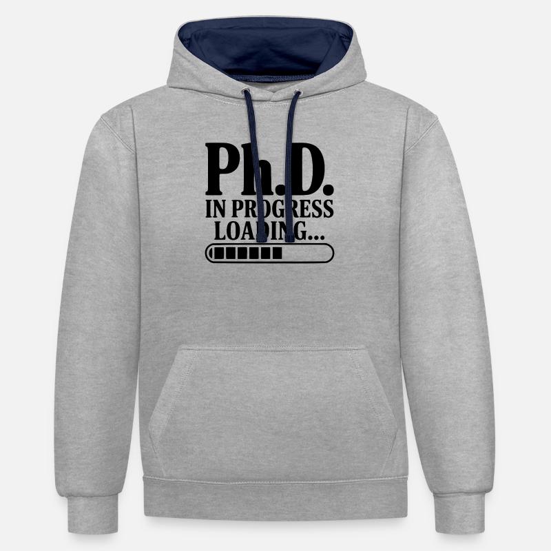 Ph.D. In Progress Loading... - Contrast hoodie - heather grey/navy