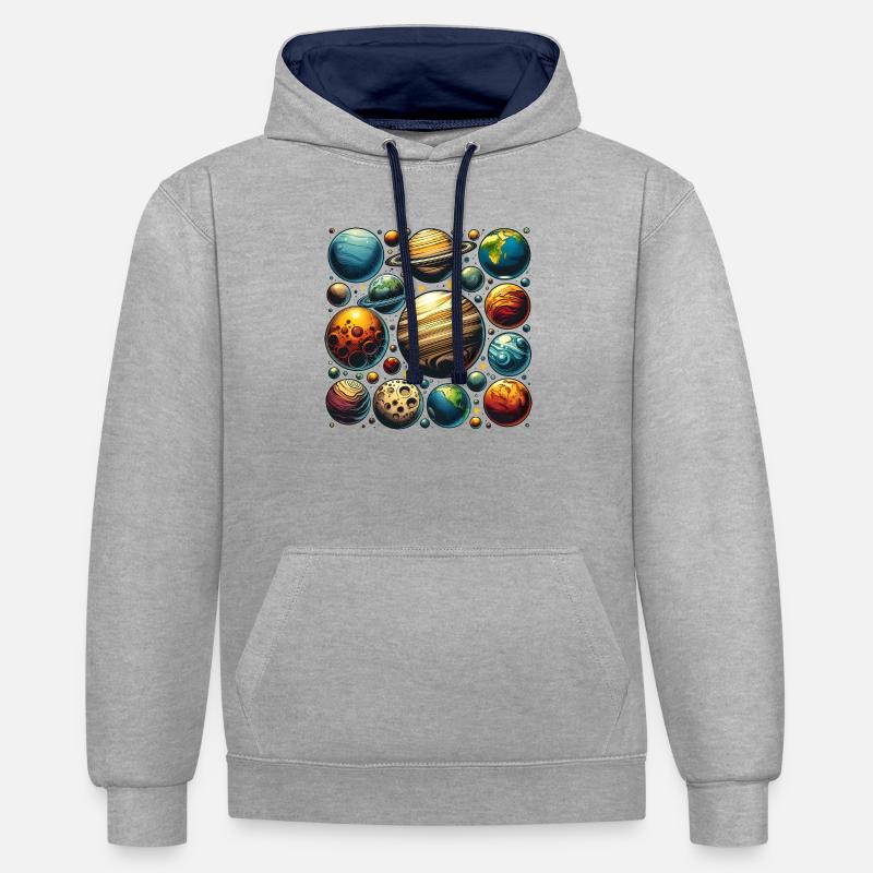 Conception de la planète - Sweat à capuche contrasté - gris chiné/bleu marine