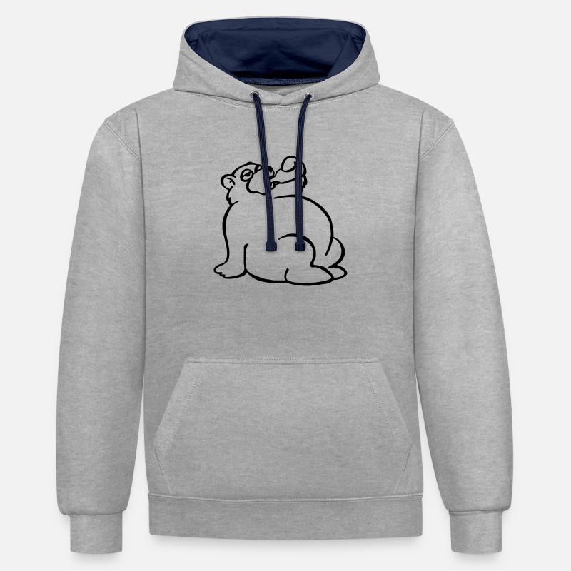 Saufbär - Sweat à capuche contrasté - gris chiné/bleu marine