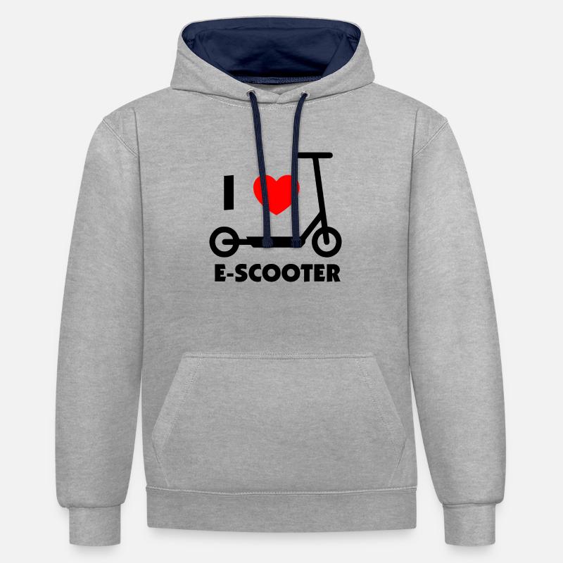 E-Scooter E-Roller Scooter - Sweat à capuche contrasté - gris chiné/bleu marine