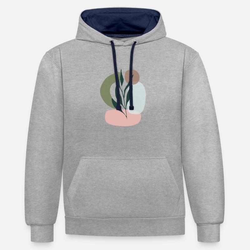 Minimalistic Boho Style - Kontrast-Hoodie - Grau meliert/Navy