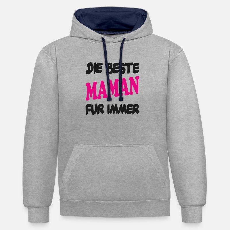 DIE BESTE MAMAN FUR IMMER - Sweat à capuche contrasté - gris chiné/bleu marine