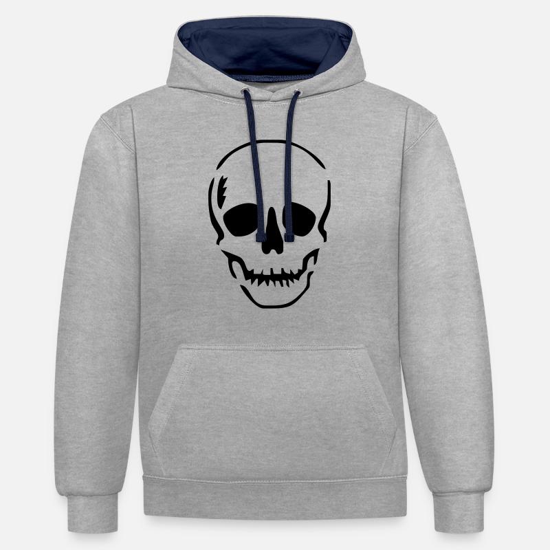 crane - Sweat à capuche contrasté - gris chiné/bleu marine