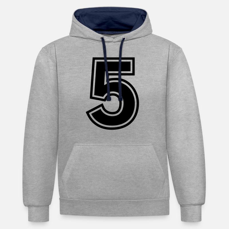 number_five - Sweat à capuche contrasté - gris chiné/bleu marine