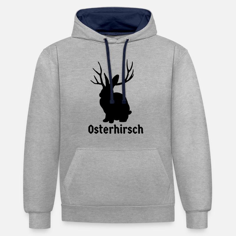 Hirsch Pâques - Sweat à capuche contrasté - gris chiné/bleu marine