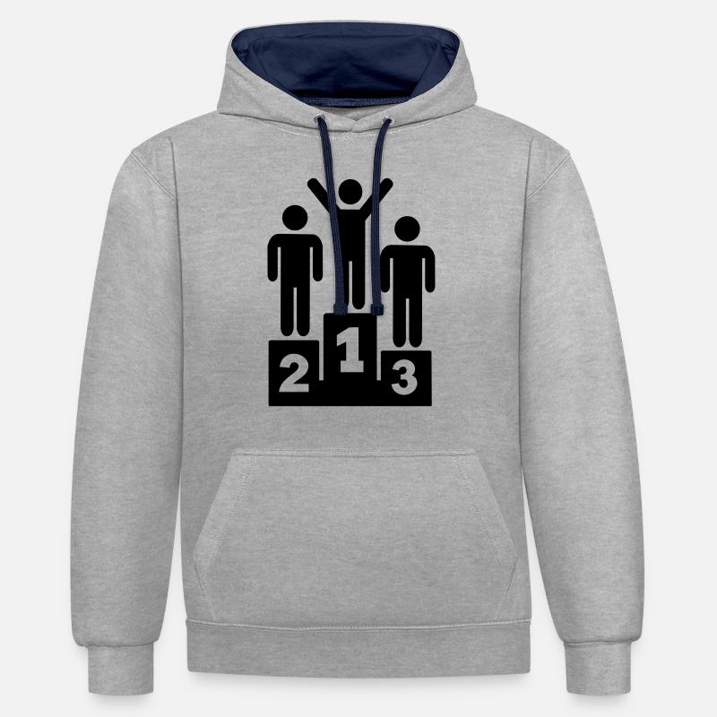 Podium - Sweat à capuche contrasté - gris chiné/bleu marine