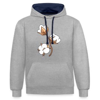 Coton fleuri - Sweat à capuche contrasté - gris chiné/bleu marine - Devant - Liana (172cm) & Jaron (178cm)