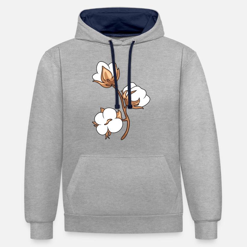 Coton fleuri - Sweat à capuche contrasté - gris chiné/bleu marine