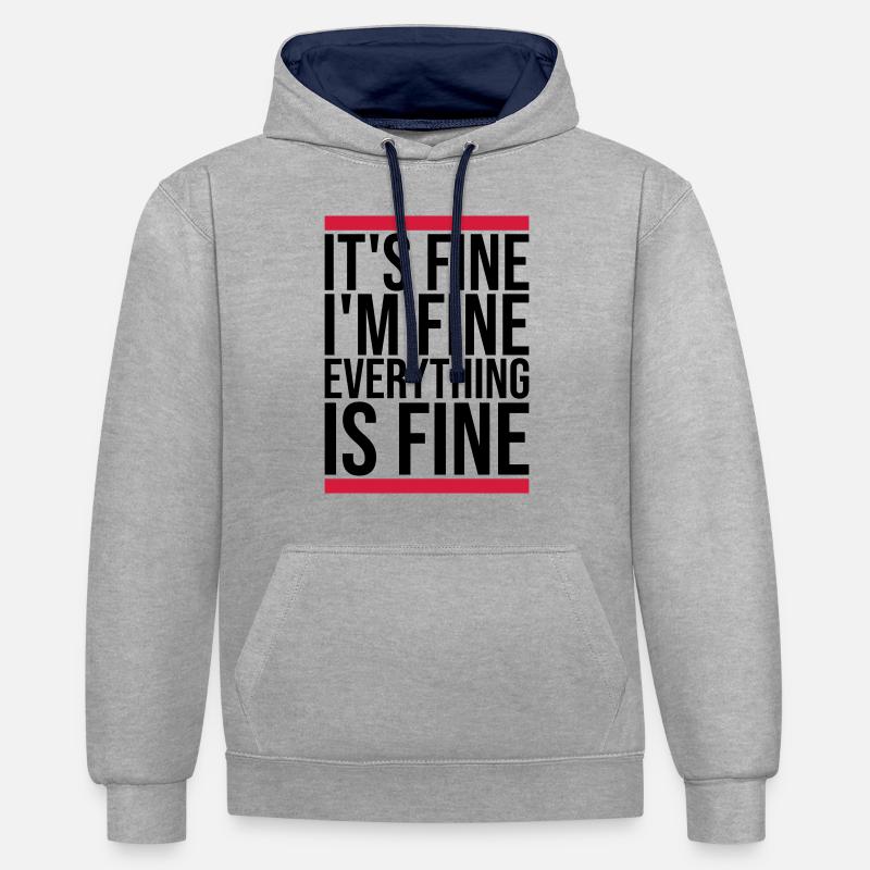 Tout va bien devis - Sweat à capuche contrasté - gris chiné/bleu marine