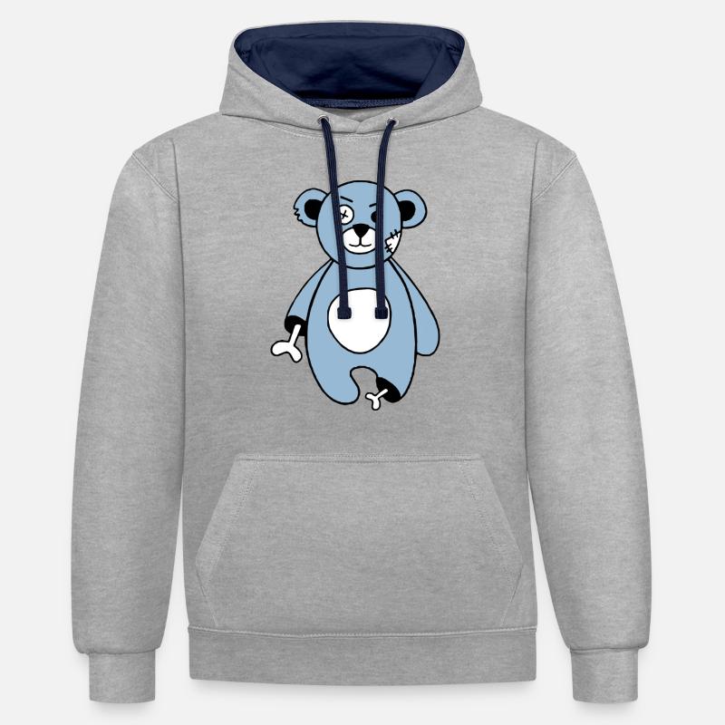 Hund Chien - Sweat à capuche contrasté - gris chiné/bleu marine