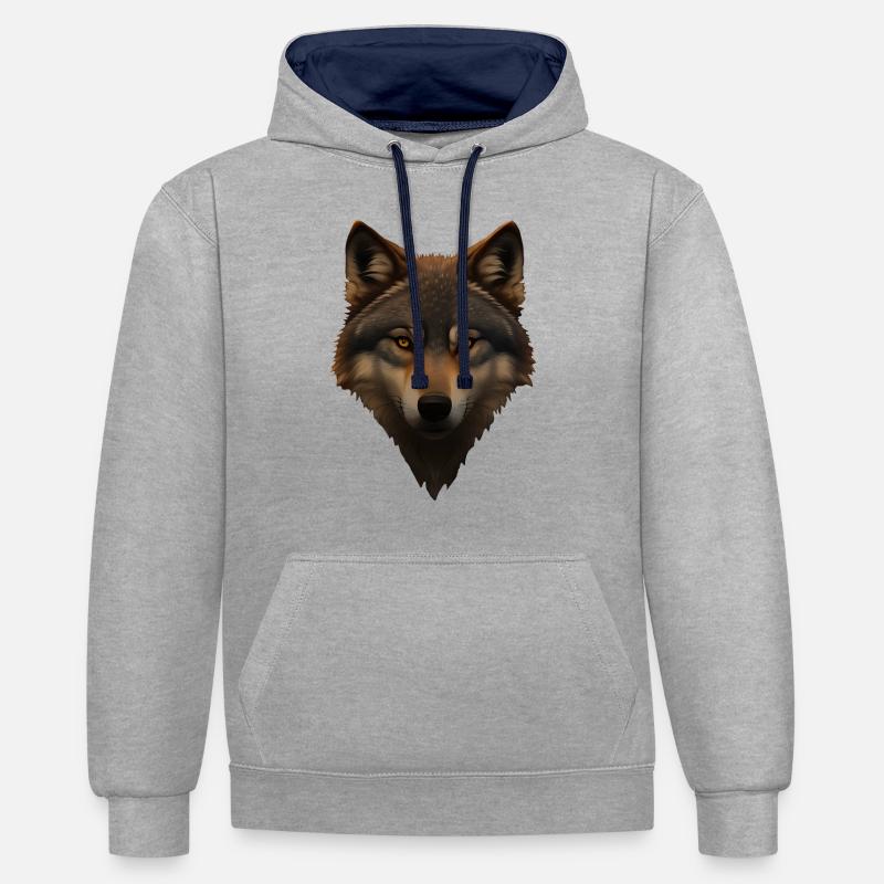 Loup - Sweat à capuche contrasté - gris chiné/bleu marine