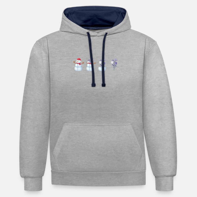Printemps | Printemps | Fleur | Fleurs | Soleil - Sweat à capuche contrasté - gris chiné/bleu marine