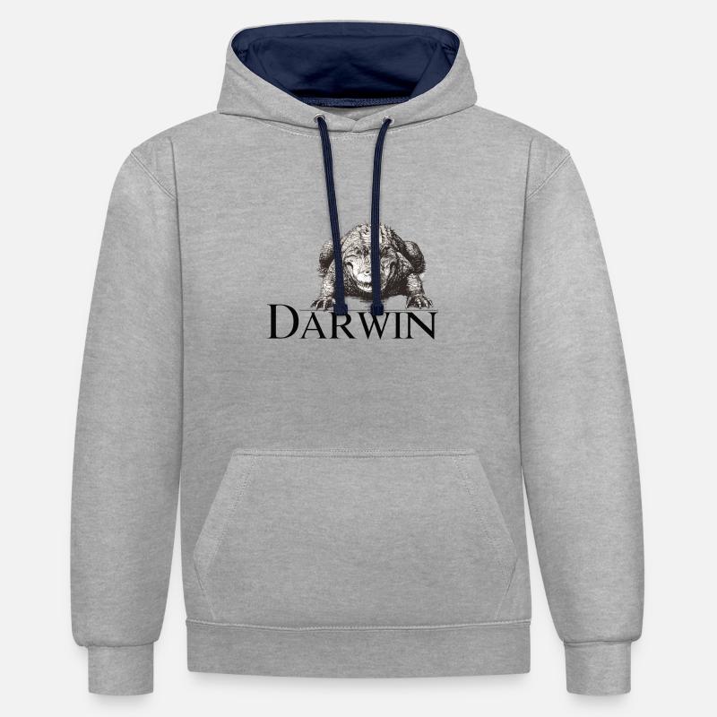 Darwin Aligator - Sweat à capuche contrasté - gris chiné/bleu marine