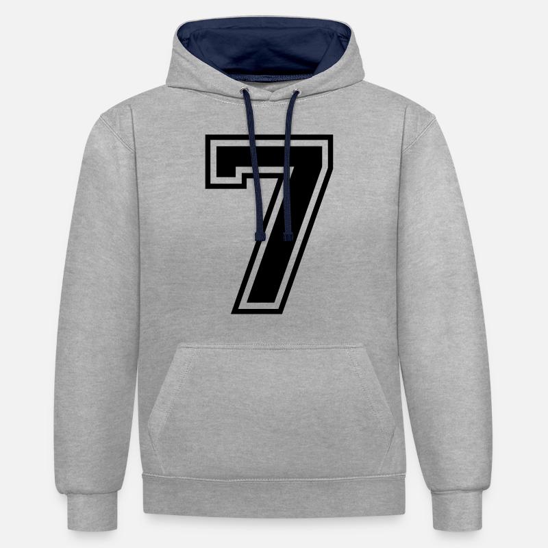 Nummer 7 - Kontrast-Hoodie - Grau meliert/Navy
