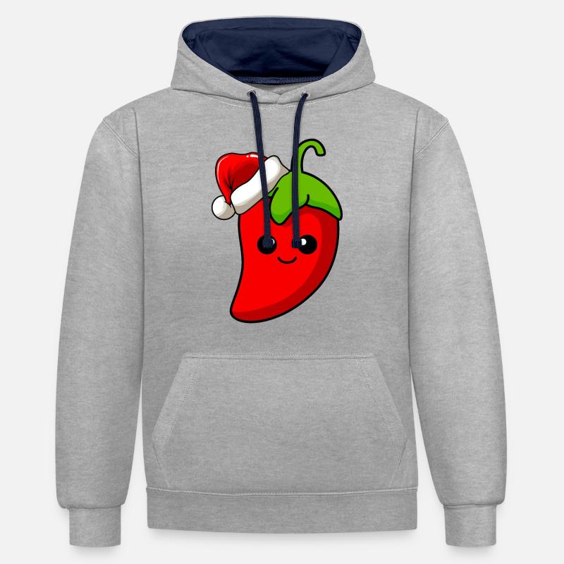 Chilli Christmas Comic Noël - Sweat à capuche contrasté - gris chiné/bleu marine