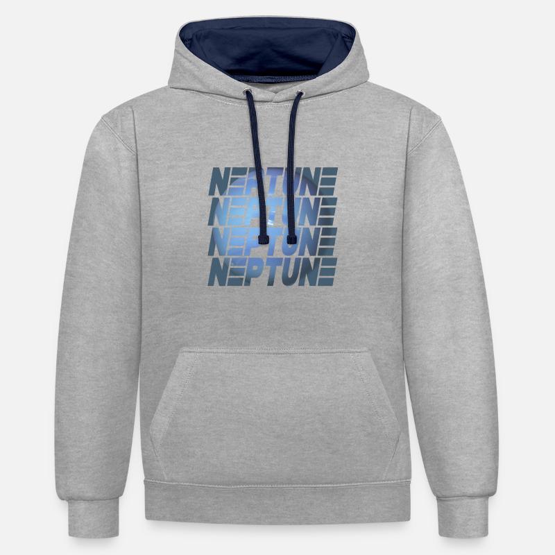 Conception de Neptune - Sweat à capuche contrasté - gris chiné/bleu marine