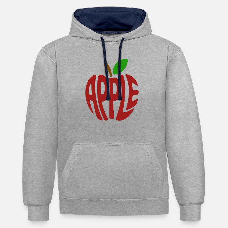 Pomme - Logo Cool Fruit - Sweat à capuche contrasté - gris chiné/bleu marine