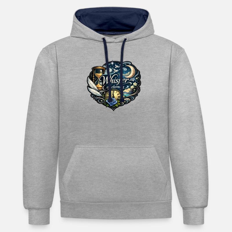 Murmure de l’éternité - Sweat à capuche contrasté - gris chiné/bleu marine