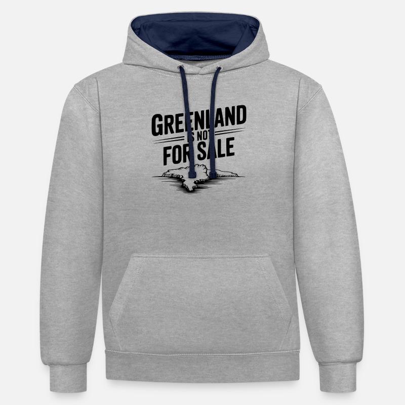Le Groenland n’est pas à vendre - Sweat à capuche contrasté - gris chiné/bleu marine