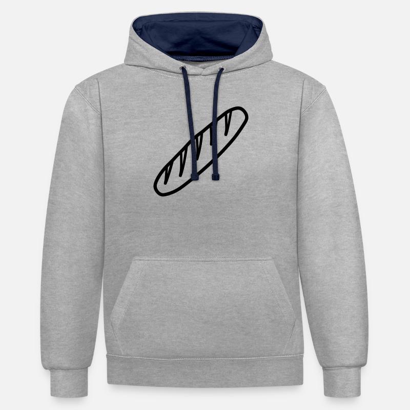 baguette - Sweat à capuche contrasté - gris chiné/bleu marine