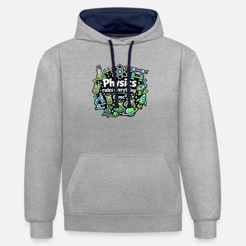 Physics regulates everything - Contrast hoodie - heather grey/navy