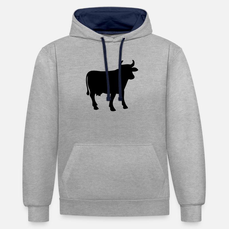 Contour de vache noir - Sweat à capuche contrasté - gris chiné/bleu marine