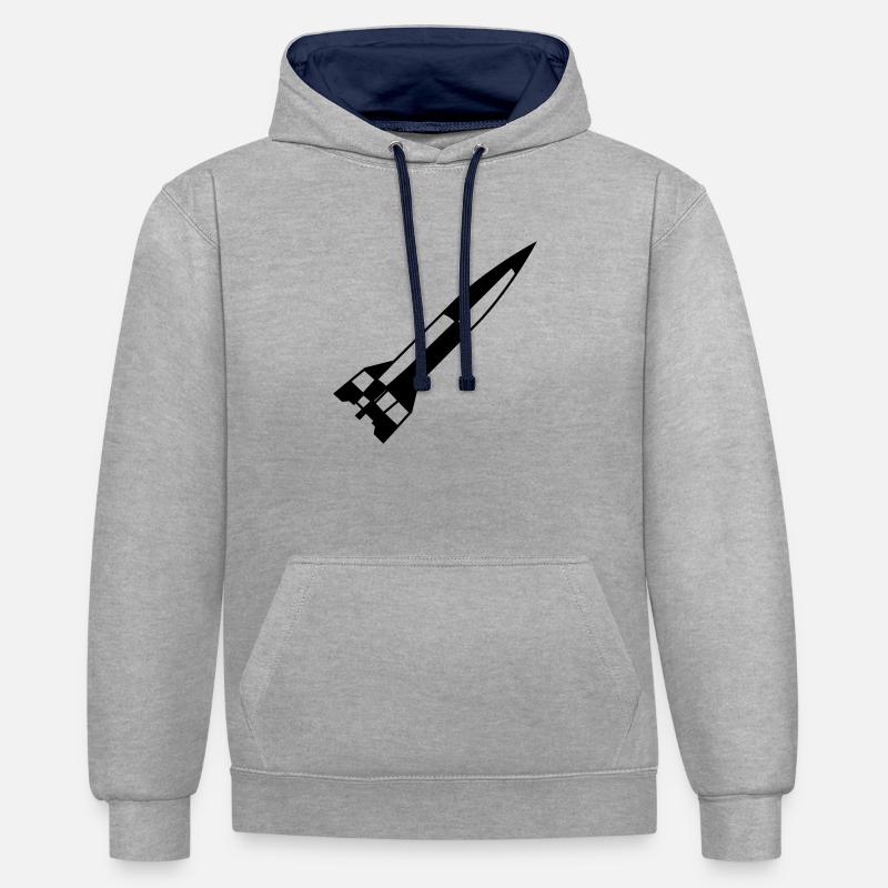 A4 Rakete einfarbig schwarz - Kontrast-Hoodie - Grau meliert/Navy