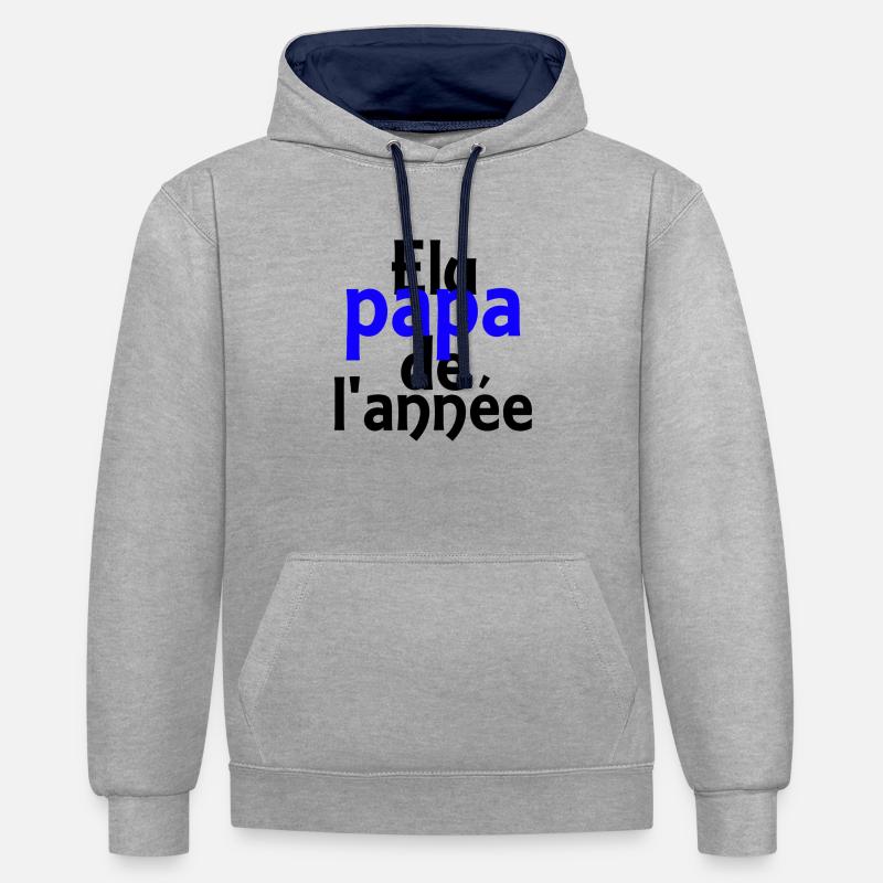 élu papa de l'année - Sweat à capuche contrasté - gris chiné/bleu marine
