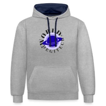 World degitech design tshirt - Sweat à capuche contrasté - gris chiné/bleu marine - Devant - Liana (172cm) & Jaron (178cm)