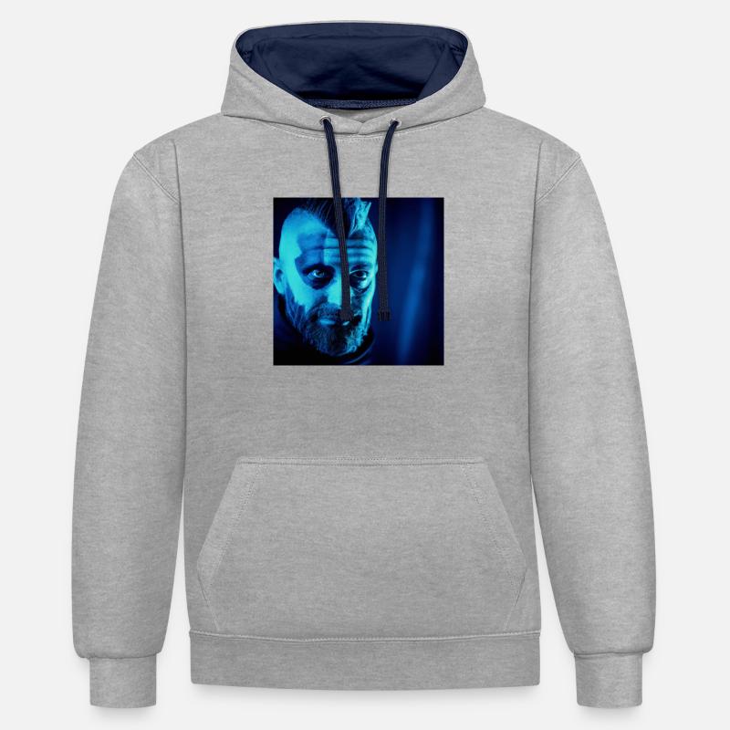 Horror creativo y eficiente - Sudadera con capucha contraste - gris jaspeado/azul marino
