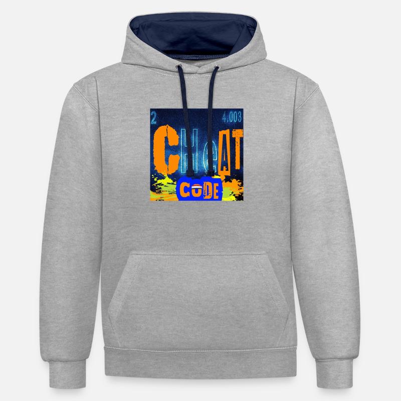 CHEATCODE CHEMISTRY - Sweat à capuche contrasté - gris chiné/bleu marine
