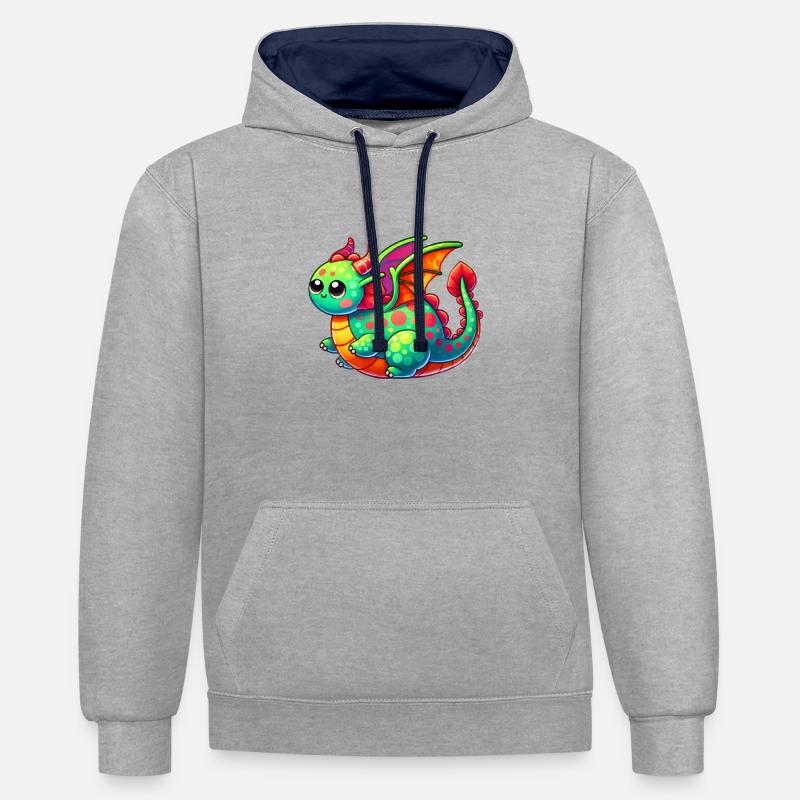Bande dessinée Dragon - Sweat à capuche contrasté - gris chiné/bleu marine