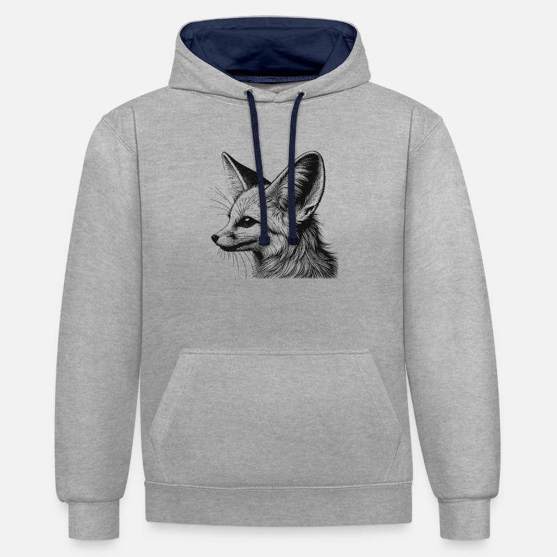 Fennec - Sweat à capuche contrasté - gris chiné/bleu marine