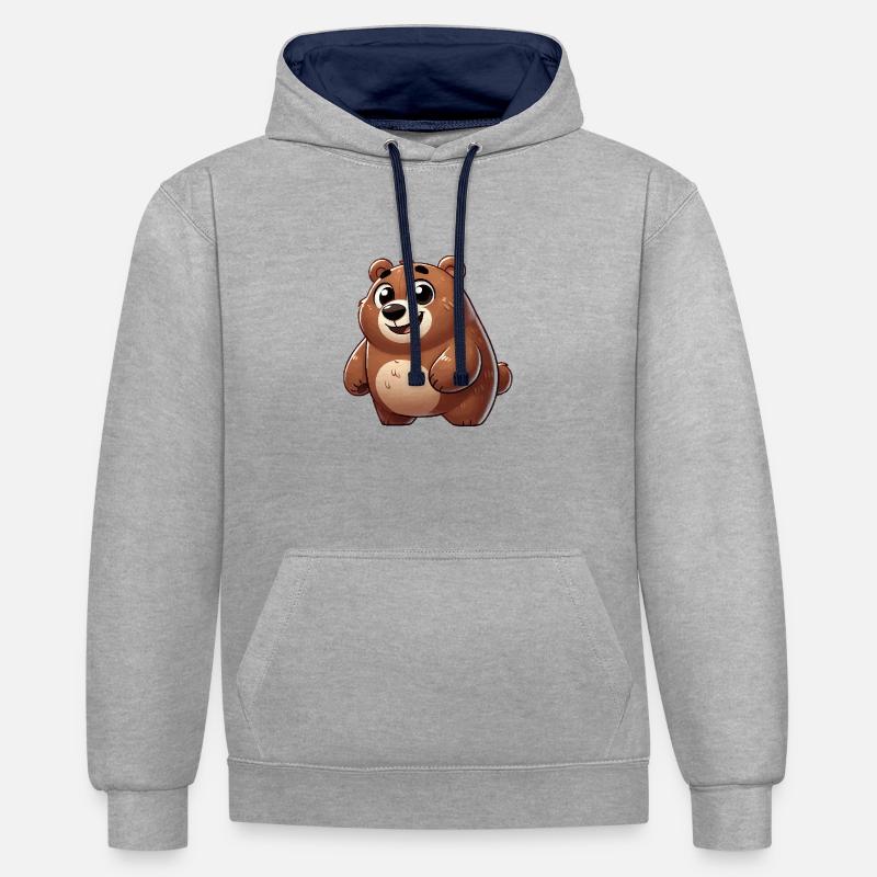 Bear Comic - Contrast hoodie - heather grey/navy